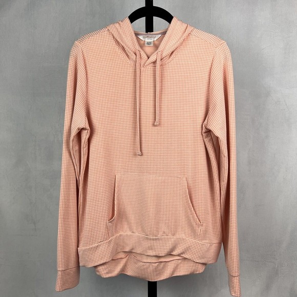 Weatherproof Vintage Hoodie Womens Small Pink Gingham Drawstring Long Sleeve Top - Picture 1 of 8